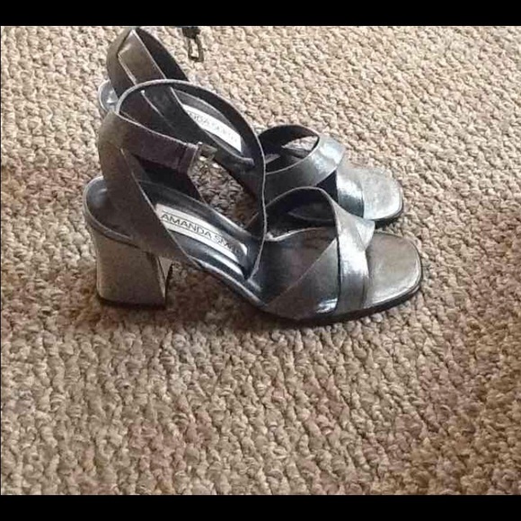 Pewter Color Sandals, chunky heel - Picture 2 of 2